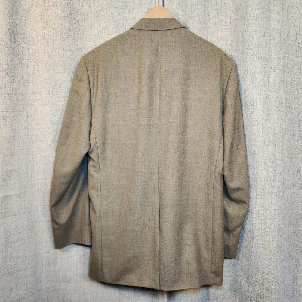 Stafford Worsted Wool Blend Sport‎ Coat Mens 44L Tan Brown Blazer Gold Buttons